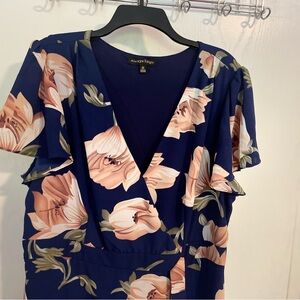 Floral Blue Wrap Summer Maxi Dress Size 2X By Always Indigo